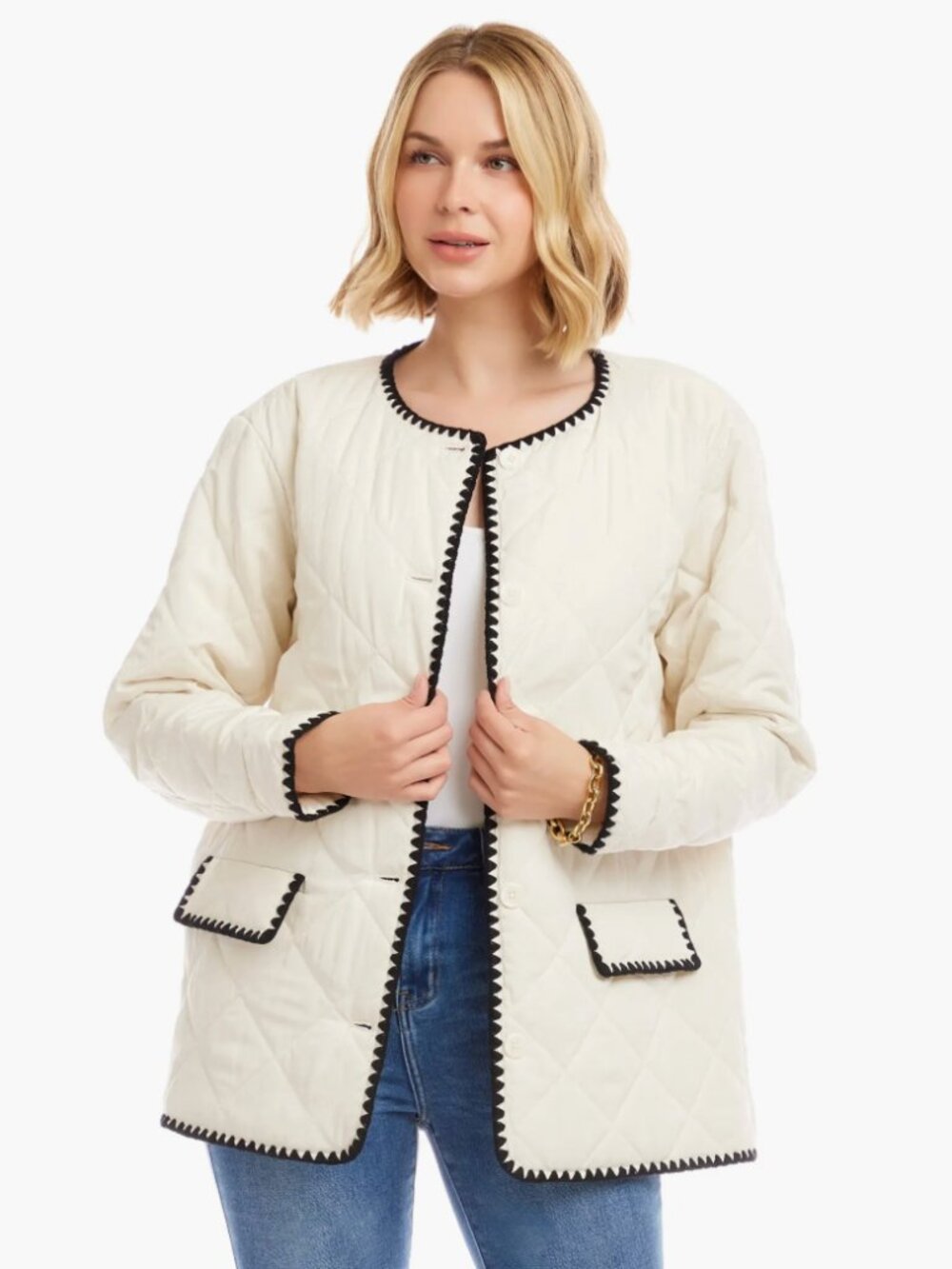 Karen Kane Edge Stitch Quilted Jacket